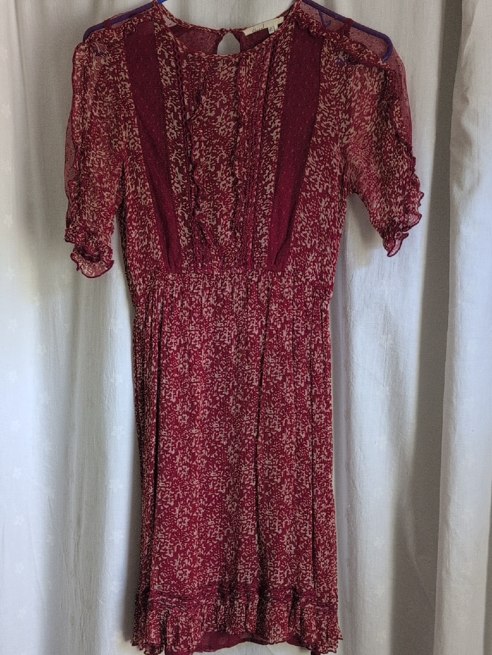 Anthropologie/ Floreat Women’s Burgundy Dress - Lightweight Short Sleeve